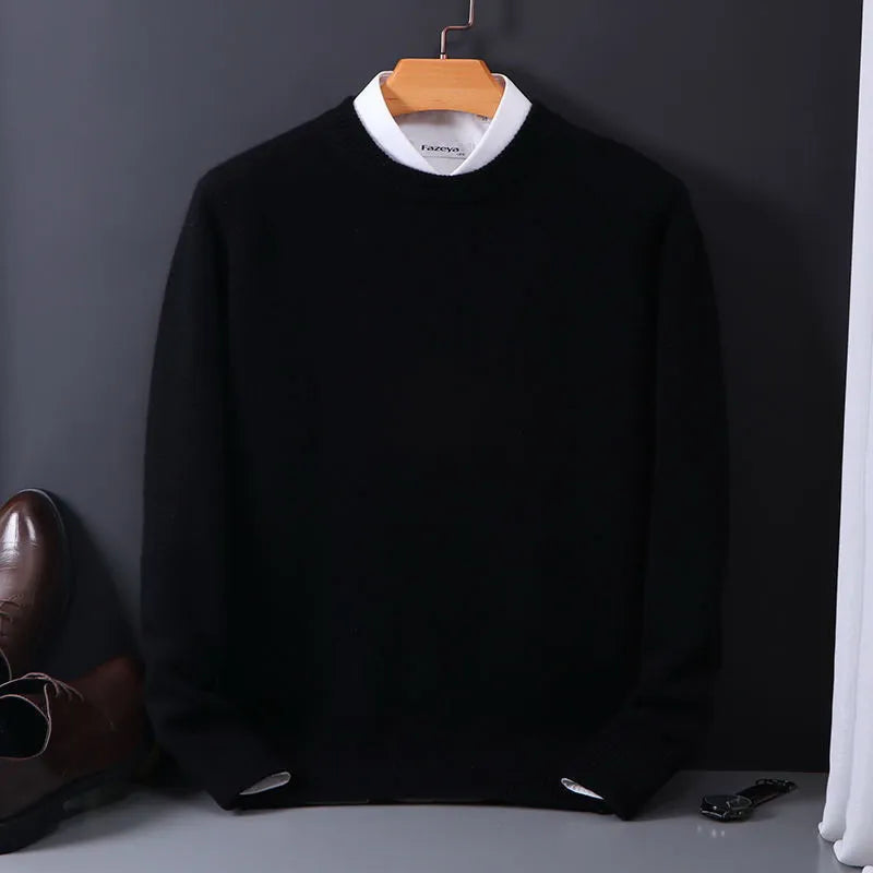 Warm long sleeve men's crew neck sweater, a timeless knitwear piece for everyday casual style.