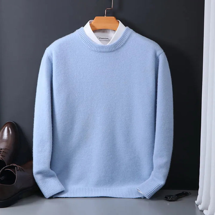 Men's smart casual crew neck knit sweater, a timeless long sleeve design for everyday wear.