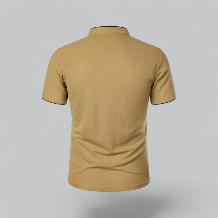 Versatile men's classic short sleeve polo, buttoned collar, perfect for daily outfits.