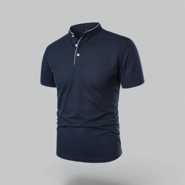 Comfortable men's everyday polo, short sleeve, classic button collar for easy styling.