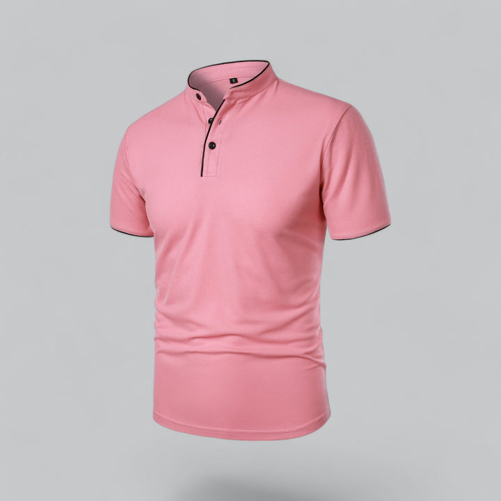 High-quality men's classic polo shirt, button collar, short sleeve, for durable everyday use.