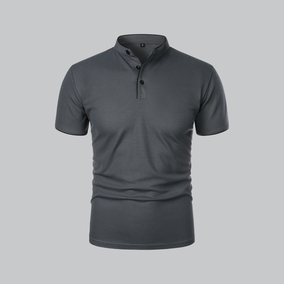 Men's casual button collar polo shirt, classic fit, ideal for versatile everyday styling.