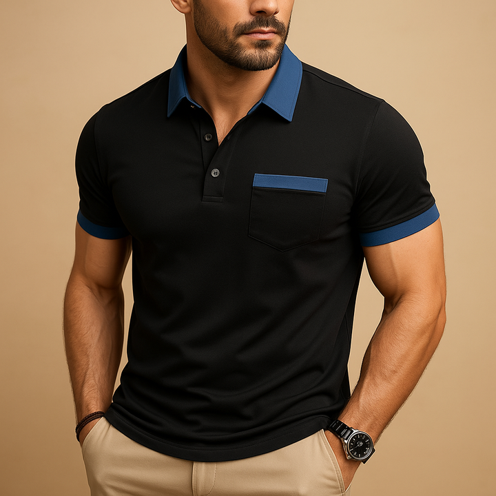 Essential men's short sleeve polo shirt, a classic button-down top for modern casual men's fashion.