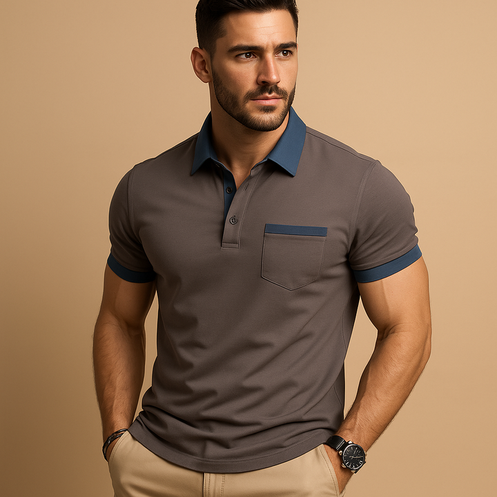 Stylish men's classic short sleeve polo for versatile casual wear & smart casual outfits. Everyday shirt.