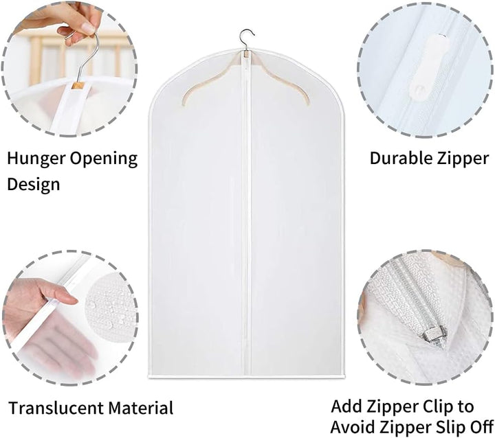Unisex clothing protection: 12-pack PEVA garment bags for suits, dresses. Home & travel.