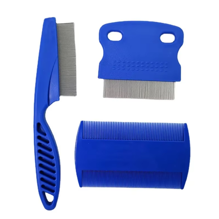 Detail of pet grooming flea comb teeth, designed for efficient tick and flea removal in pets