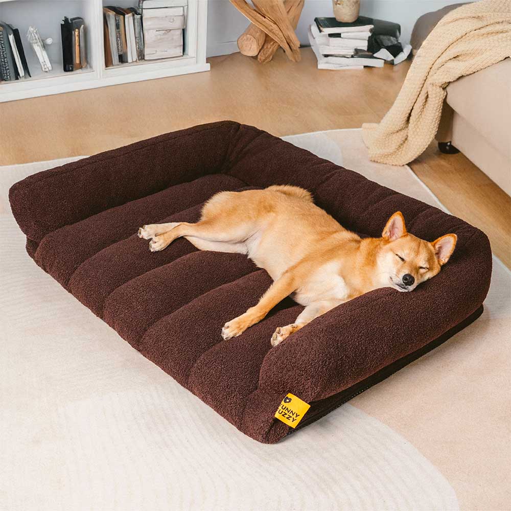 Washable orthopedic dog bed with plush teddy fleece, ideal for large dog joint support