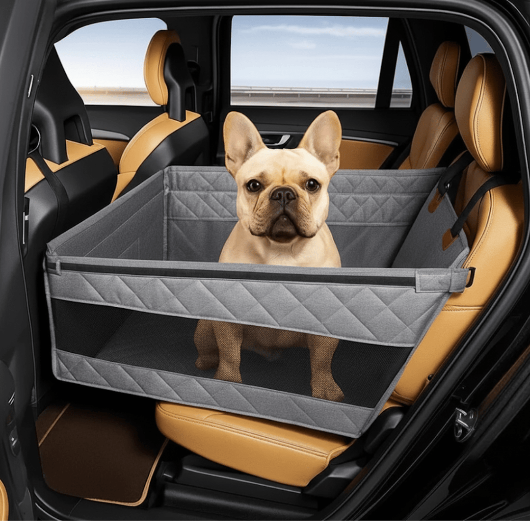 Foldable auto pet seat with washable upholstery, ensuring dog car safety and comfort