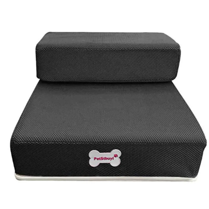 Close-up of pet stairs' textured non-slip fabric cover, ensuring safe dog bed access