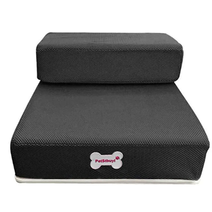 Close-up of pet stairs' textured non-slip fabric cover, ensuring safe dog bed access