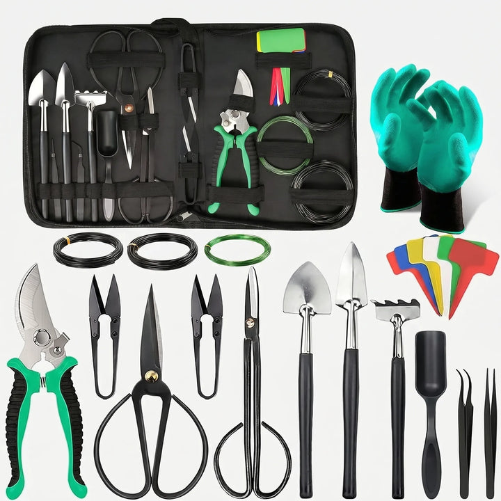 Comprehensive bonsai gardening tools kit, a perfect gift for beginners or experienced miniature tree cultivators.