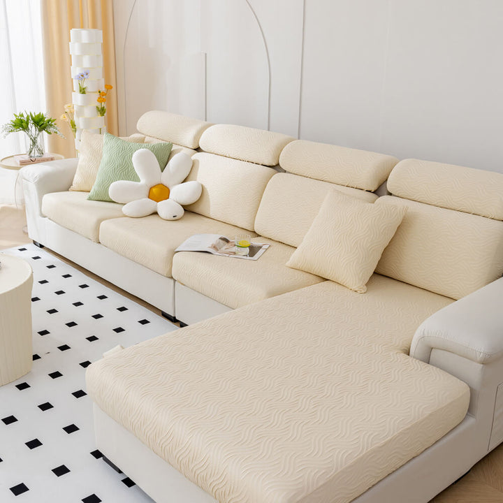 Stylish home interior featuring a vibrant red cooling water-resistant stretch antifouling sofa cover