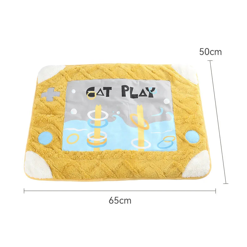 Washable cat sleeping pad featuring a fun interactive toy, ideal pet furniture for cats