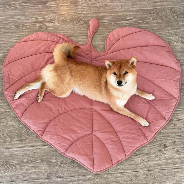 Soft pet bedding, leaf design comfort mat, durable and machine washable for cats and small dogs.