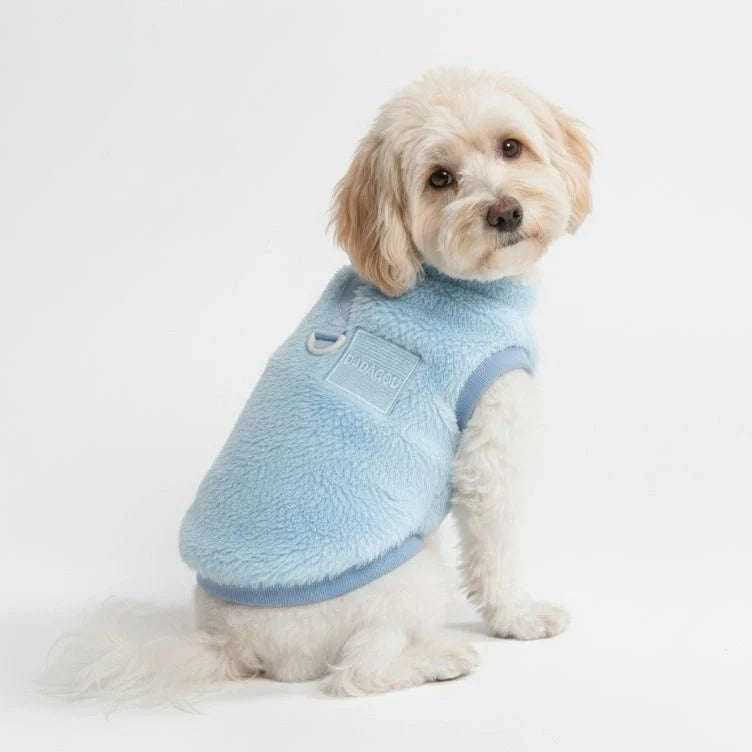 Grey Cozy Pet Winter Vest, large dog apparel, warm winter dog vest, fuzzy pet wear