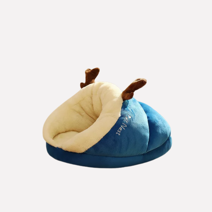 New4 plush slipper pet bed designed for small dogs and puppies, providing a warm, enclosed, and cozy retreat