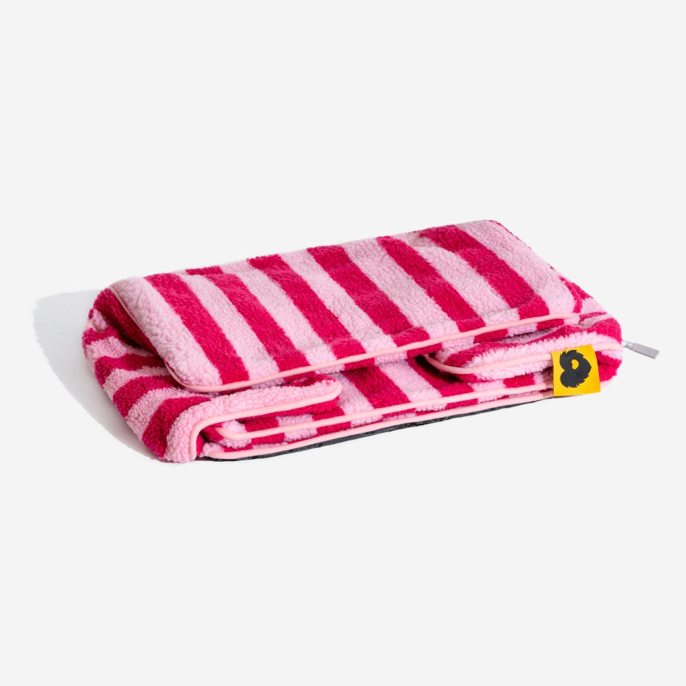 Cozy striped faux lambswool pet bed, luxurious feel, perfect for ultimate relaxation, easy clean
