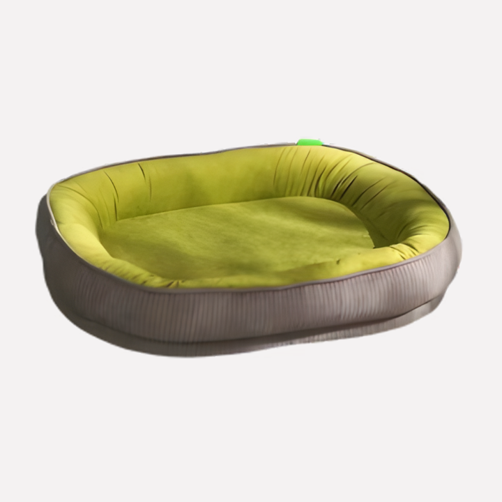 Washable dog nest bed with raised rim for head and neck support, easy clean pet bed.
