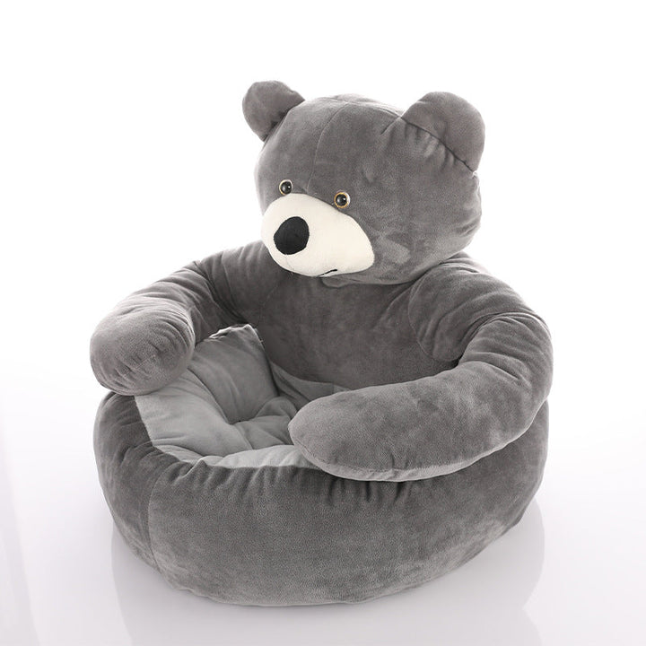 Overview of the cute detachable cuddle bear cat bed; cozy, soft, and comfortable pet accessory