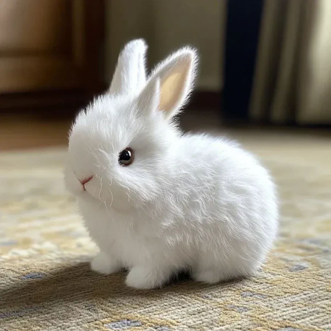 White interactive plush bunny electronic toy for toddlers, soft and engaging animal toy