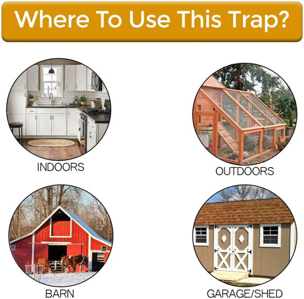 Easy-to-use bucket lid mouse trap. Humane multi-catch design for effective indoor/outdoor rat & mouse control.