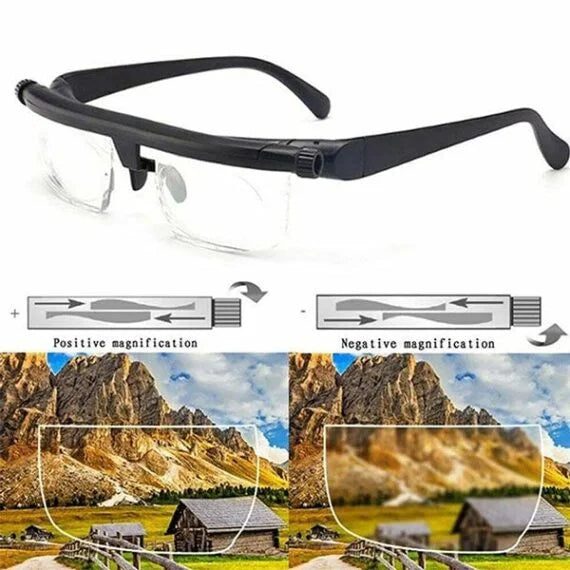 No prescription needed: Unisex adjustable focus glasses for clear near & far vision. Lightweight & versatile.