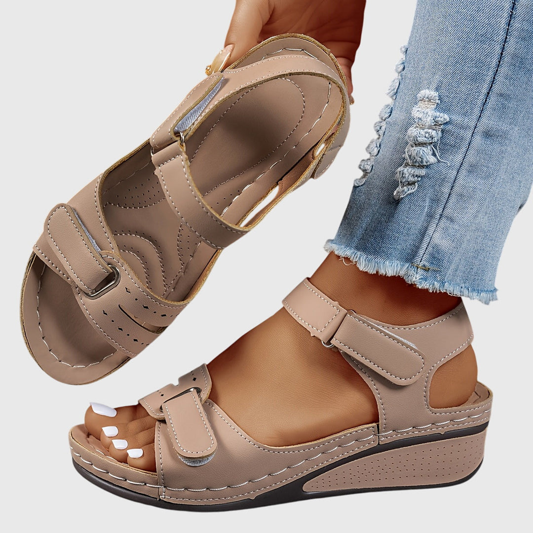 Supportive Crystal women's orthopedic sandals, designed with stretch fit for comfort & a non-slip walking sole.