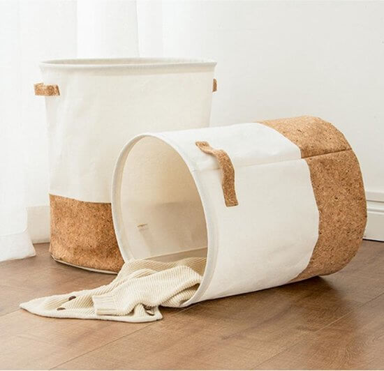 Wäschekorb Baumwoll-Leinen rund