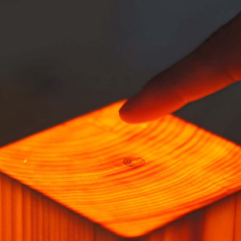 LED Tischlampe Holzoptik Akku & Touch