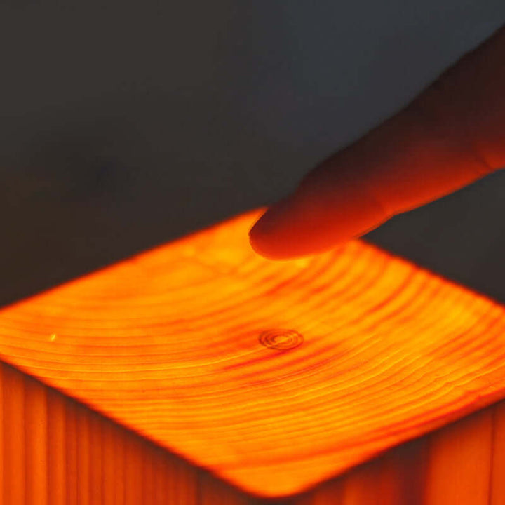 LED Tischlampe Holzoptik Akku & Touch