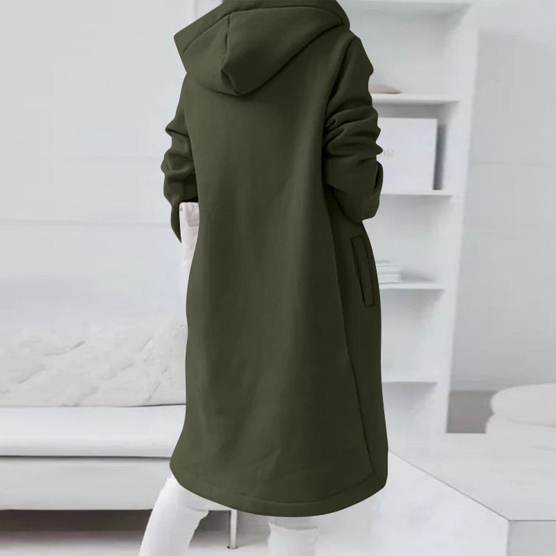 "Damen Hoodiejacke mit Reißverschluss, sportlicher Look, Kapuze, große Taschen, ideal für Alltag, bequemer Tragekomfort."