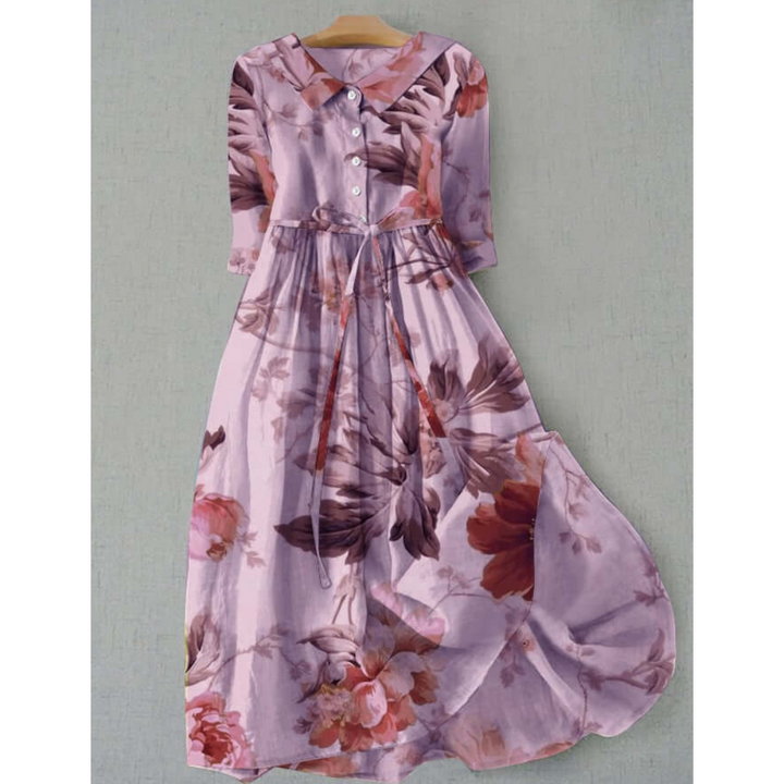 "Damen Maxi Kleid Vintage mit Blumenmuster, elegante Länge, fließender Stoff, romantische Note, zeitlose Eleganz."