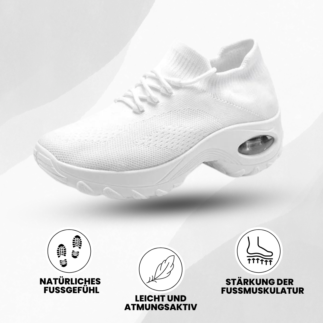 "Damen Orthowalk Schuhe, ergonomisches Design, in Weiß, fördern Fußgesundheit und bieten Komfort für Alltag und Sport."