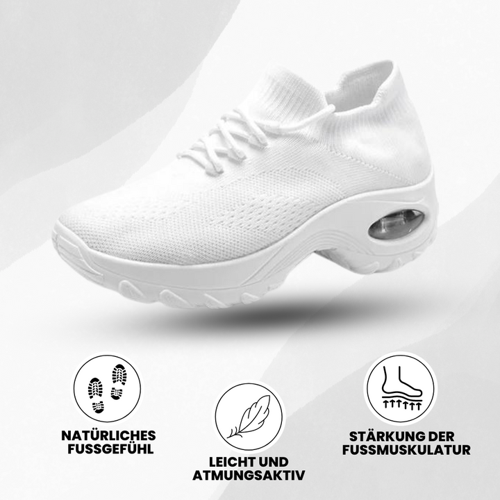 "Damen Orthowalk Schuhe, ergonomisches Design, in Weiß, fördern Fußgesundheit und bieten Komfort für Alltag und Sport."