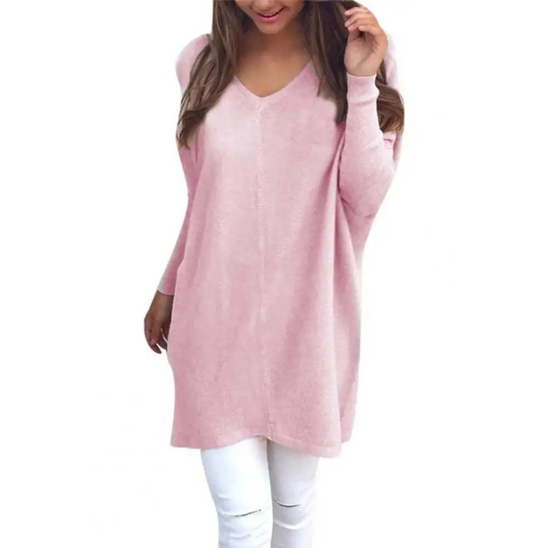 "Damen Oversized Pullover mit V-Ausschnitt, lässiger Schnitt, weich und gemütlich, ideal für kalte Tage, vielseitig kombinier