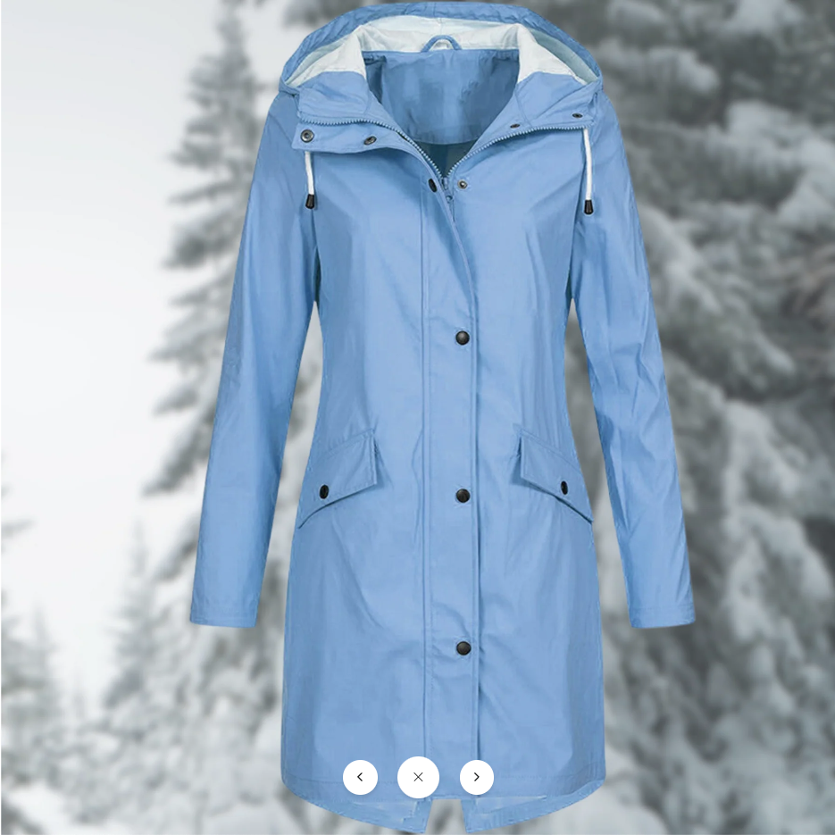 "Damen Regenmantel wasserdicht, elegant und funktionell, mit verstellbarer Kapuze und modischem Schnitt in verschiedenen Farb