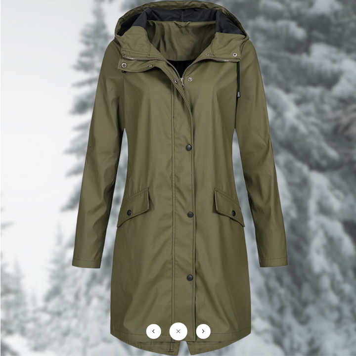 "Damen Regenmantel wasserdicht, elegant und funktionell, mit verstellbarer Kapuze und modischem Schnitt in verschiedenen Farb