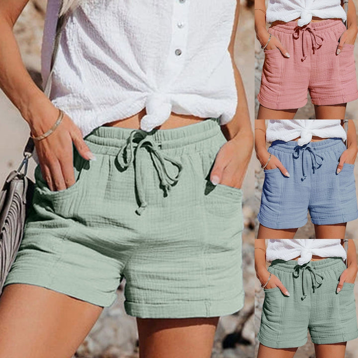 "Damen Shorts mit Kordelzug, leichtes Material, sommerlich, komfortabel und stilvoll, ideal für Freizeitlooks."