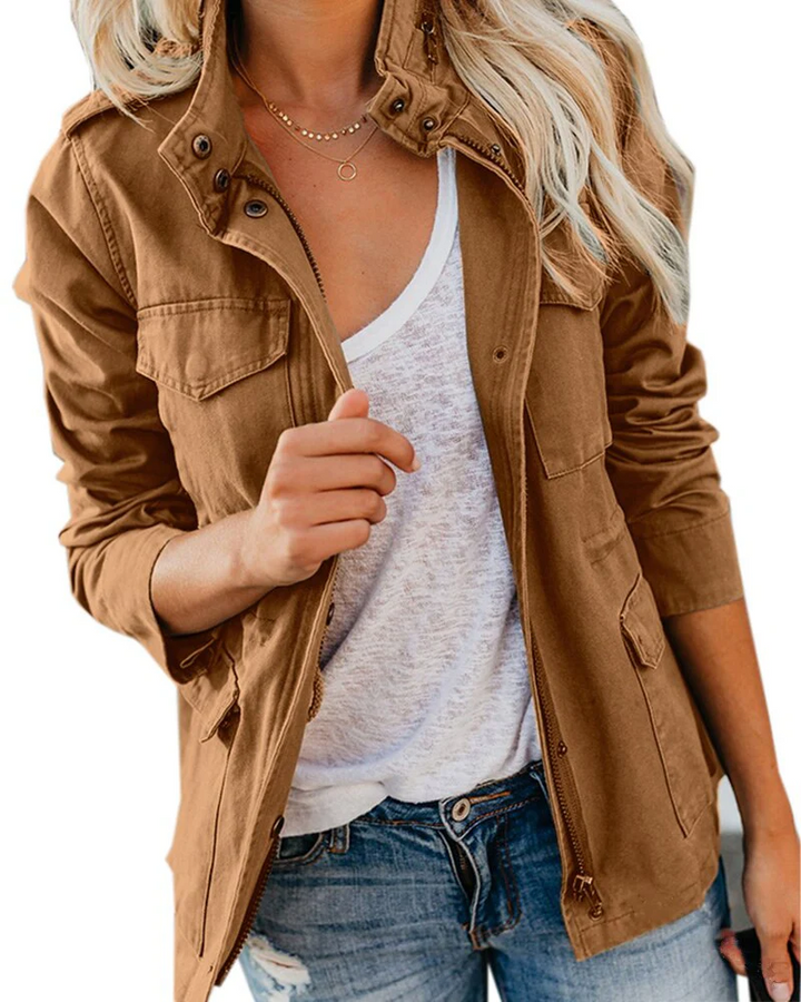 "Damen Sommerjacke elegant, leicht, vielseitig, beige, zeitloses Design, ideal für jede Gelegenheit, modisch und komfortabel"