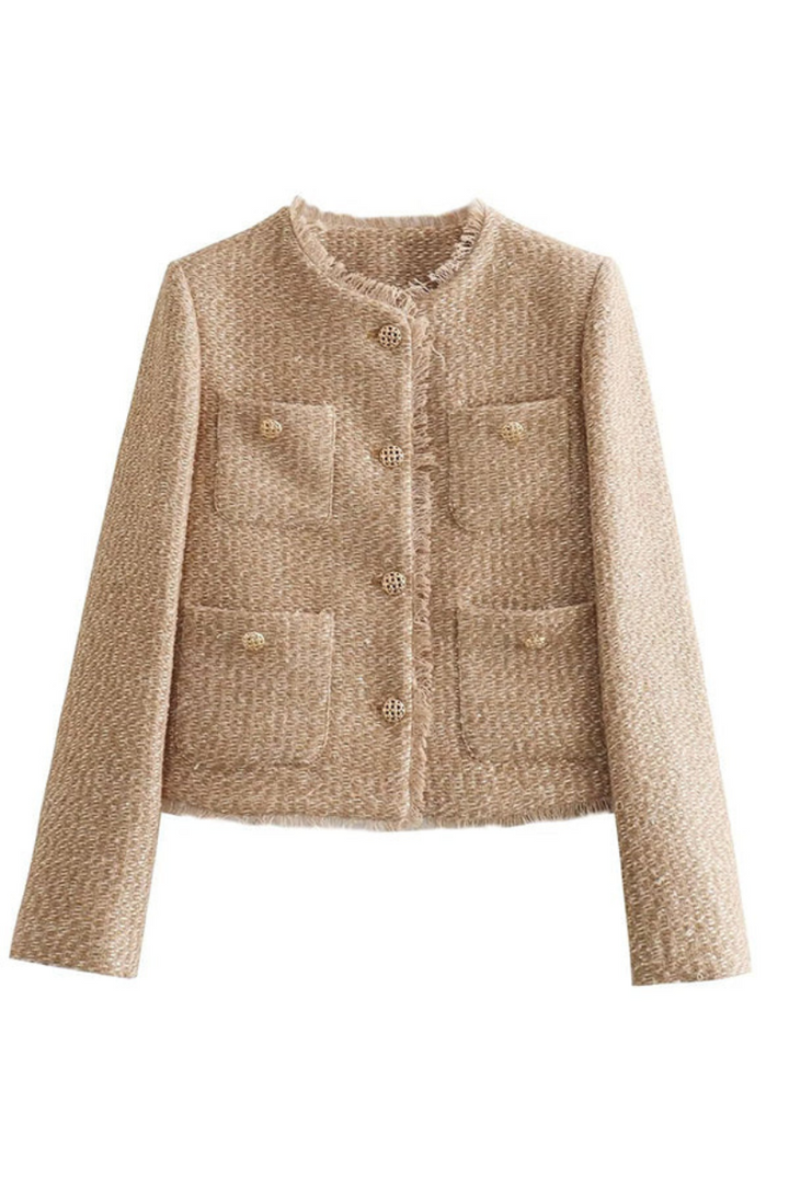 "Damen Sommerjacke elegant, leicht, vielseitig, beige, zeitloses Design, ideal für jede Gelegenheit, modisch und komfortabel"