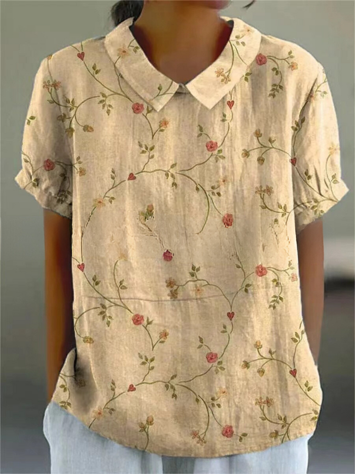 "Damen Vintage Bluse mit Blumenmuster, lässige Passform, romantisch, vielseitig, ideal für Alltag und besondere Anlässe."