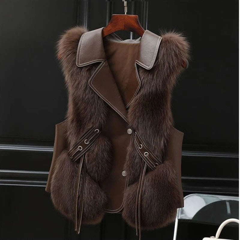 Midnight black women's winter vest. Cozy & versatile layering piece, a chic sleeveless jacket for outerwear.