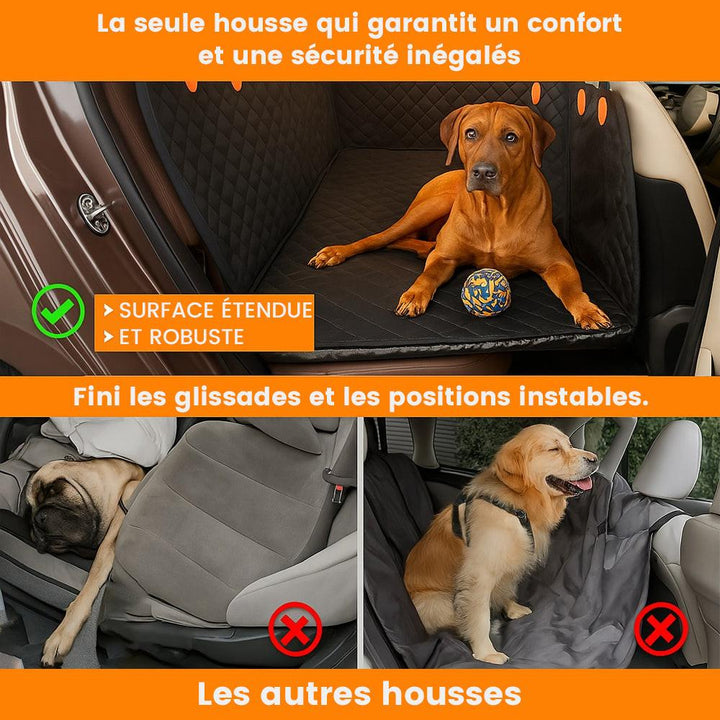 Dog car seat hammock for safe pet travel, featuring side flaps & durable waterproof material.