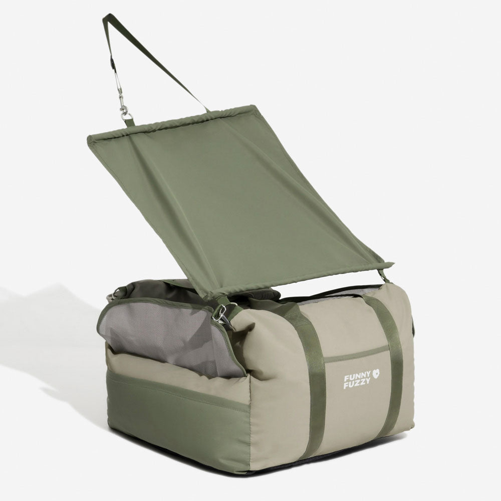 Washable dog booster seat for small pets, ensuring cleanliness after long trips