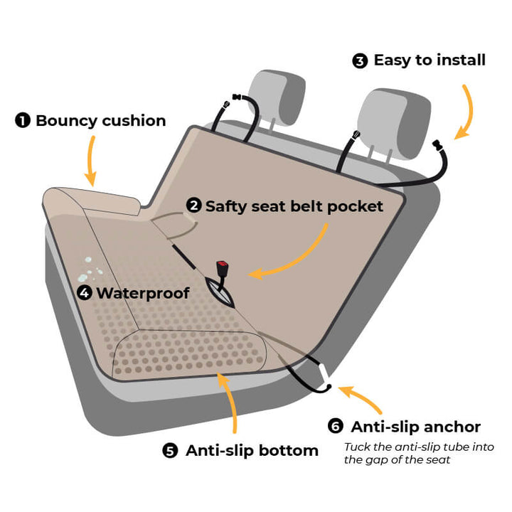 Dog car seat for anxious pets, comforting bolster design & safety features included
