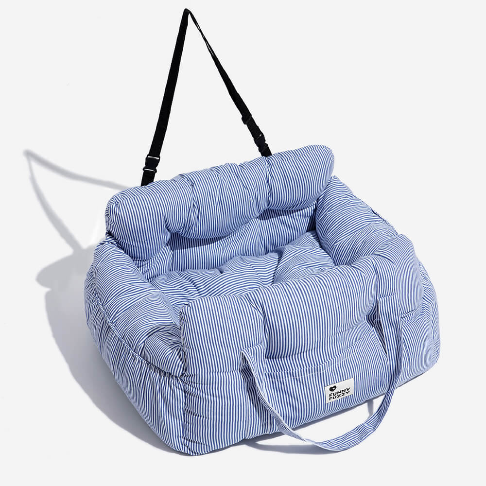 Dog car seat booster, grey, with soft fleece lining for ultimate pet comfort.
