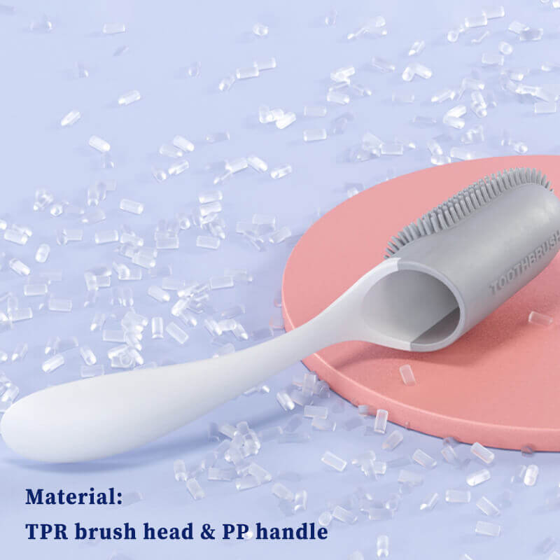 Close-up of a silicone finger toothbrush for pet teeth cleaning, ideal for dog & cat oral care