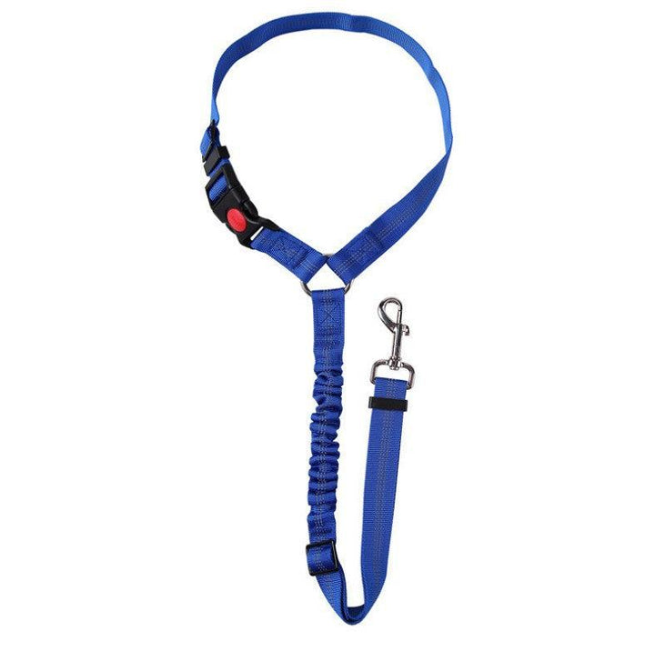 Car safety seat belt for pets, keeps dogs secure during auto travel