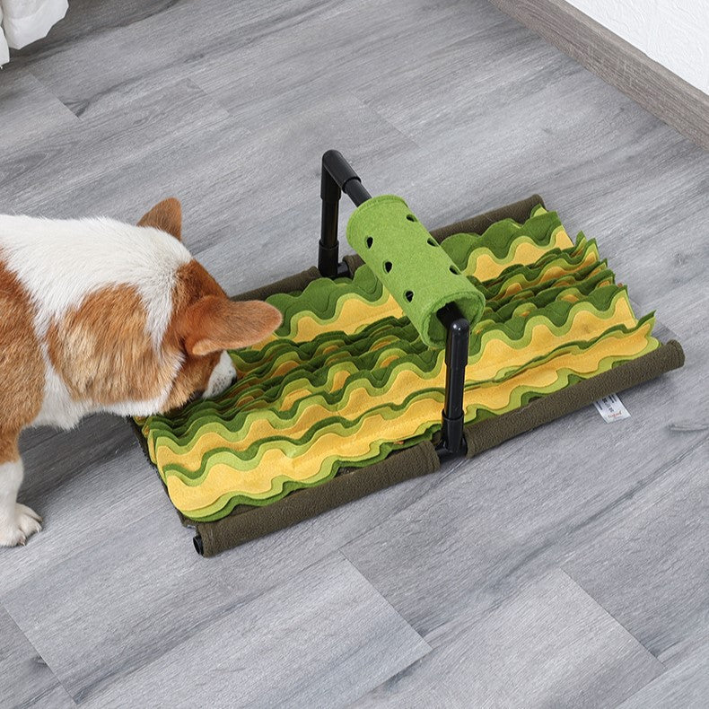 Canine slow feeder snuffle mat, ideal for mental stimulation and foraging, with hidden treat pockets