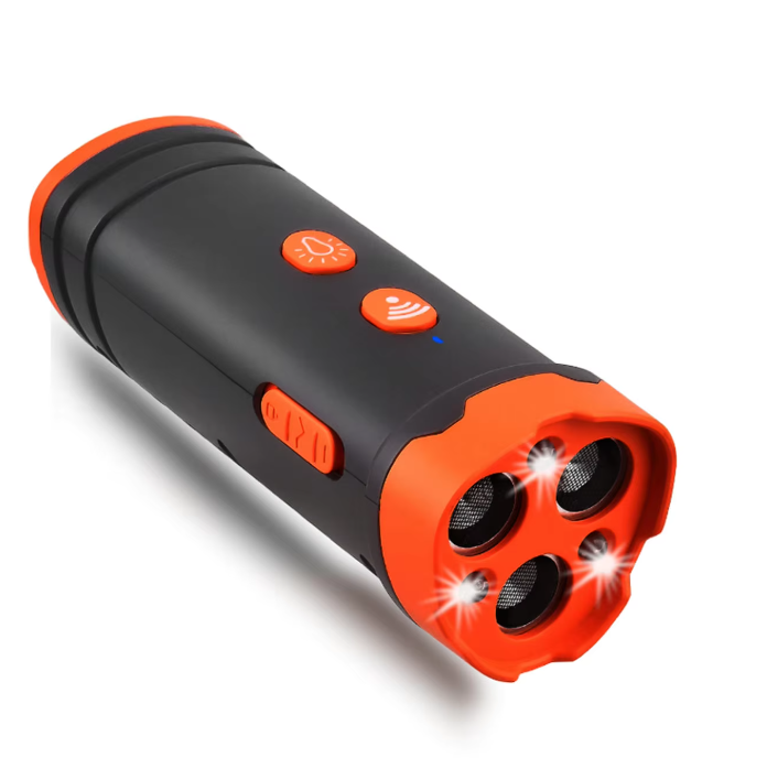 Ultrasonic dog training device featuring LED light for safety and easy pet behavior management